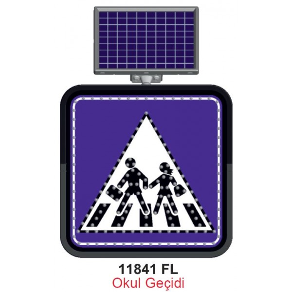 Solar Flaşörlü Tek Yönde Uyarı Levhası 62